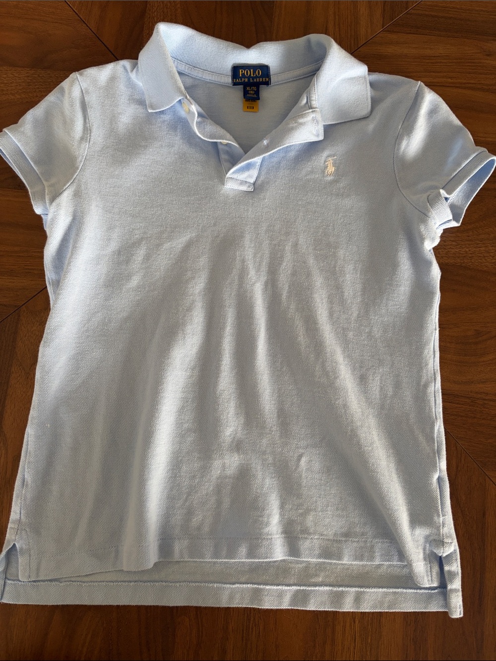 Polo by Ralph Lauren Girls Pale Blue Short Sleeve Polo